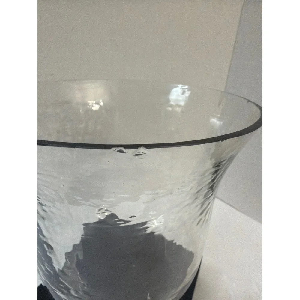 Pottery Barn Ryland Dark Wood Glass Hurricane Square Base